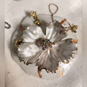 set of 6 hand decorated faux sand dollar Christmas ornaments